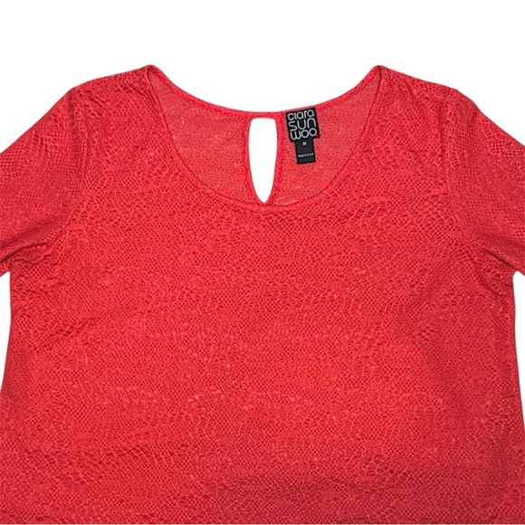 Clara Sun Woo  Lace Textured Asymmetrical Hem Tunic Size Medium - Picture 6 of 6